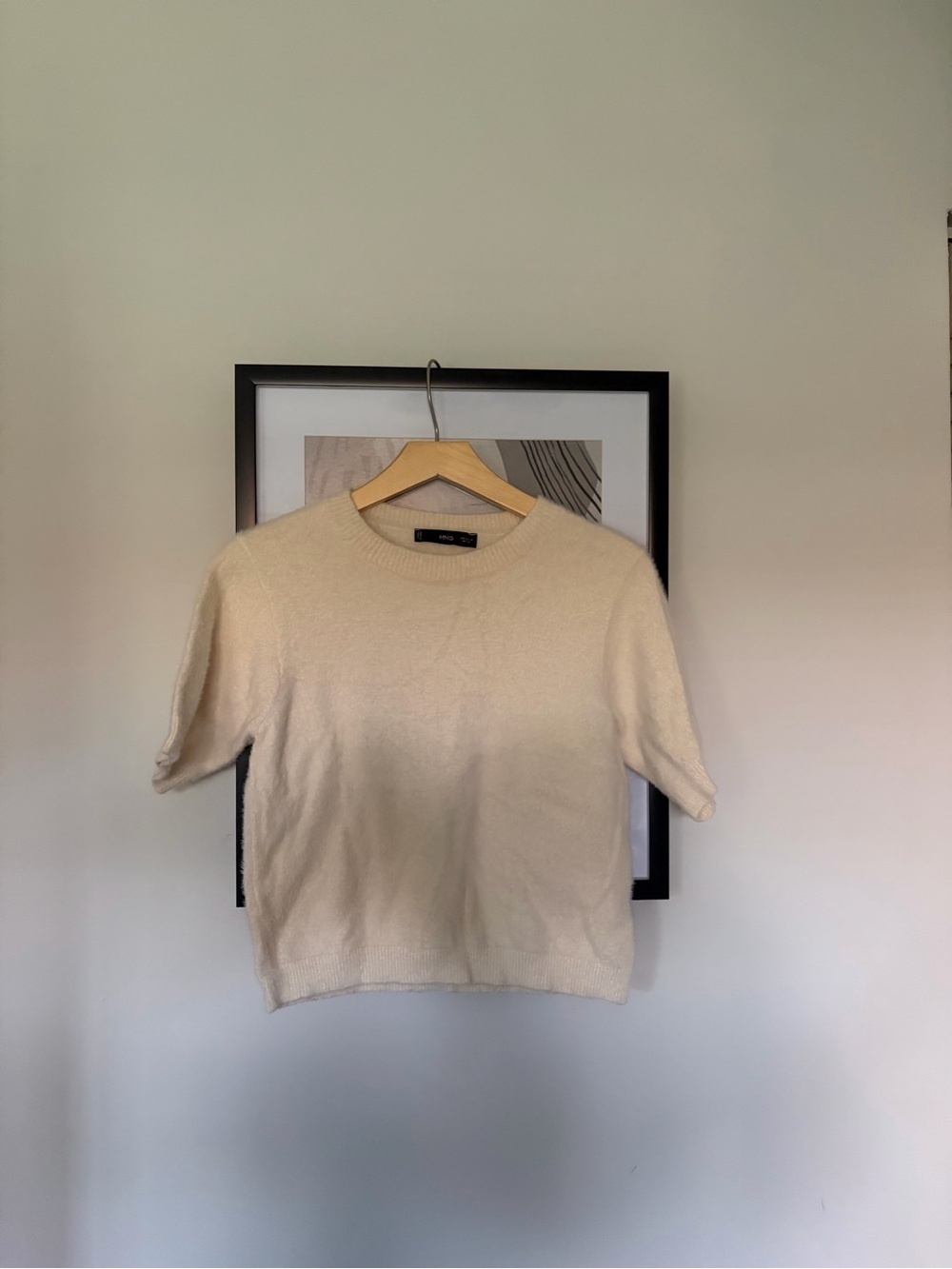Mango Cream Short-Sleeve Knit Sweater